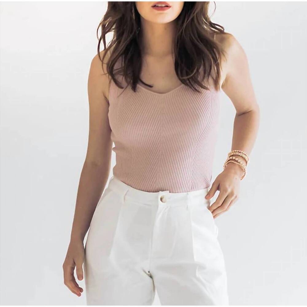 NEW FALCON PARK annalise rib knit sweater tank in pink